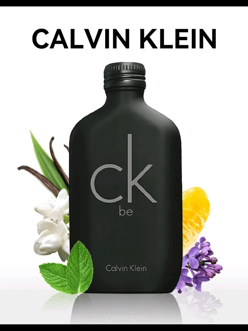 Calvin Klein Matte Black CK Be Bottle with Silver Logo